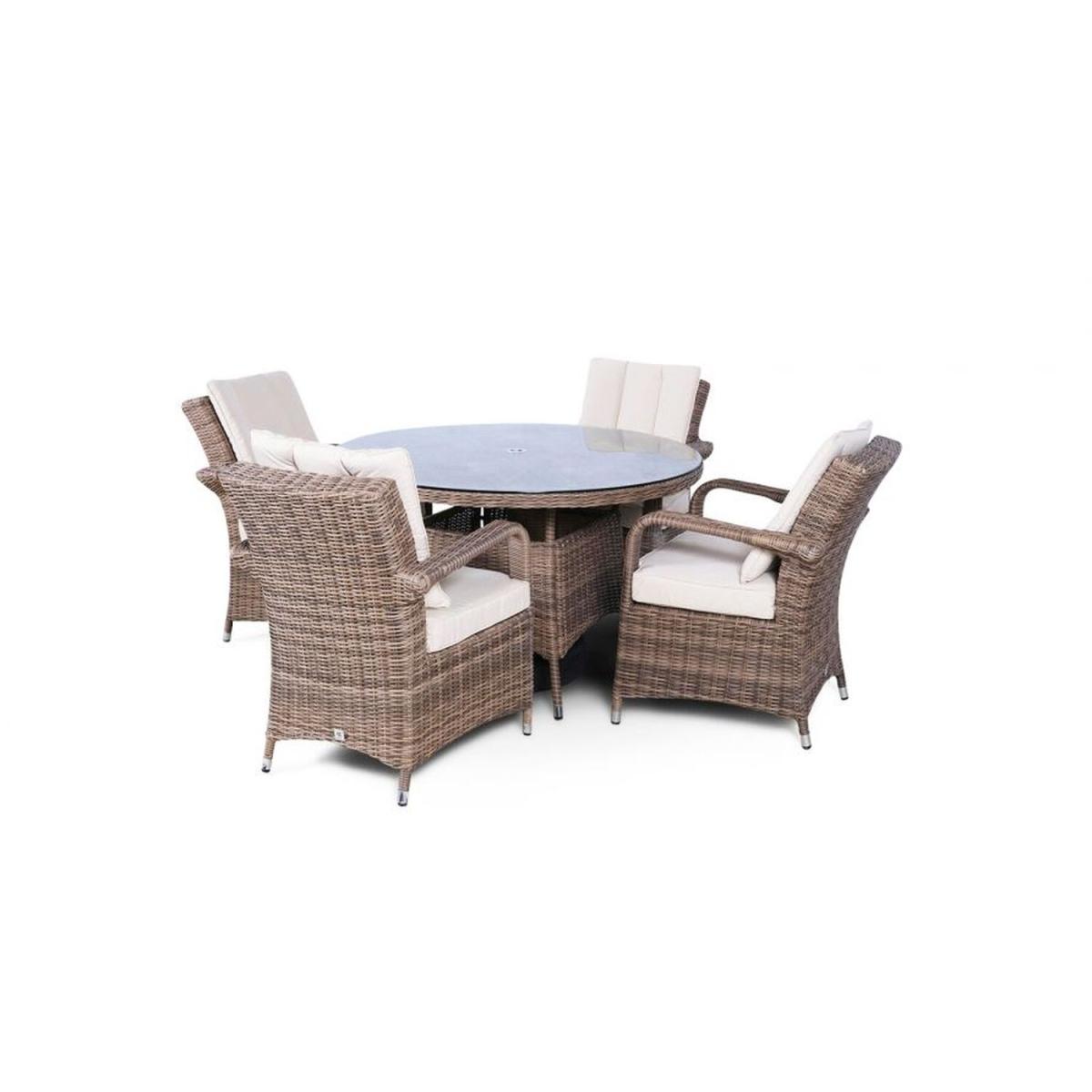 Arizona Signature Weave Round 4 Seater Rattan Patio Dining Set - Brown – image 14