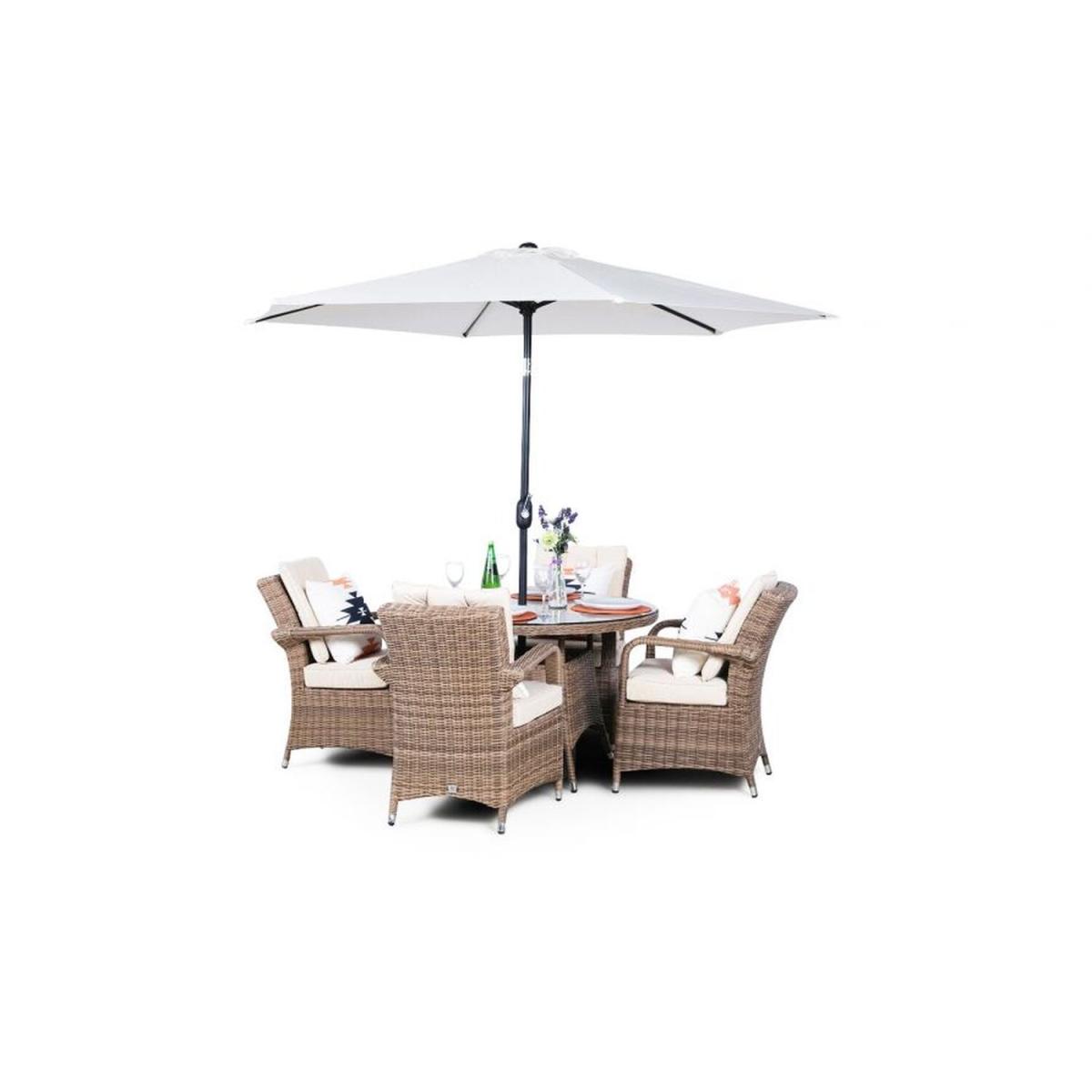 Arizona Signature Weave Round 4 Seater Rattan Patio Dining Set - Brown – image 15