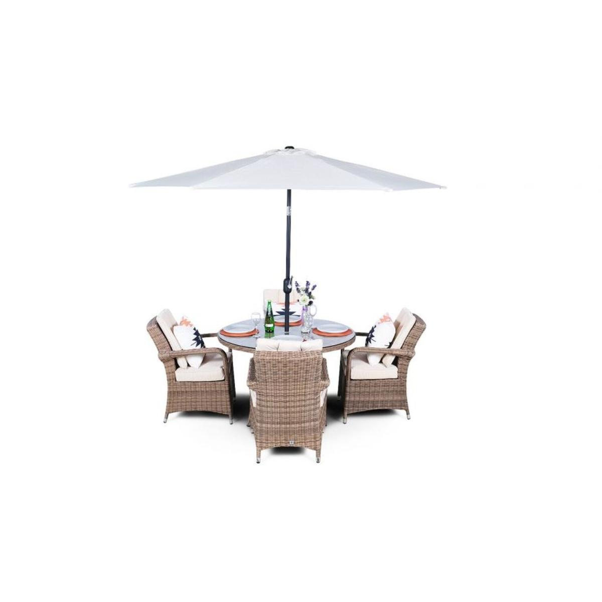 Arizona Signature Weave Round 4 Seater Rattan Patio Dining Set - Brown – image 3