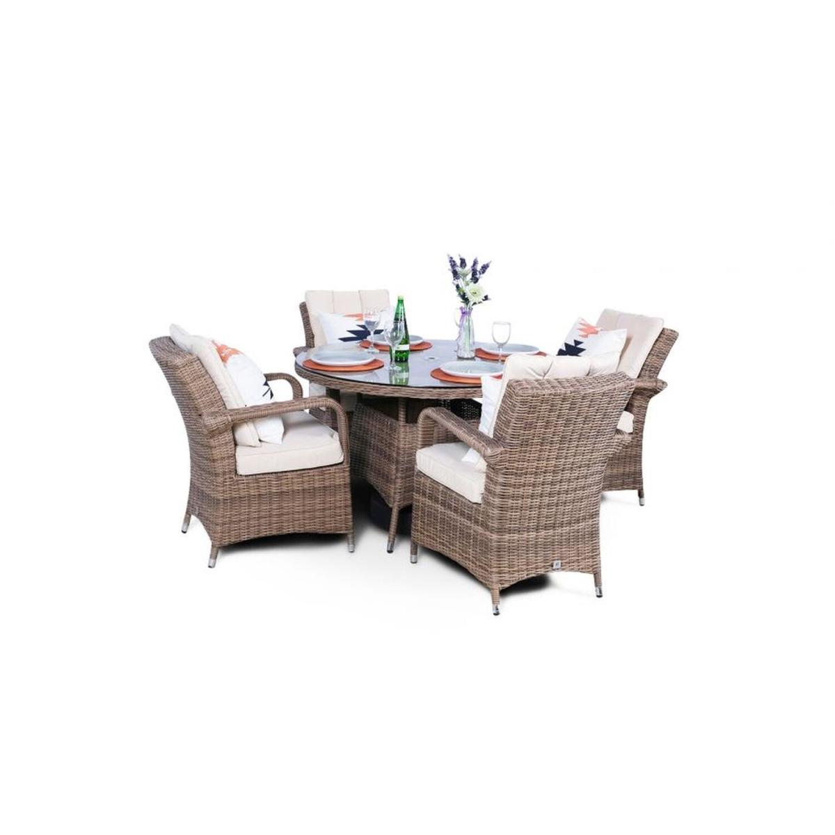 Arizona Signature Weave Round 4 Seater Rattan Patio Dining Set - Brown – image 6