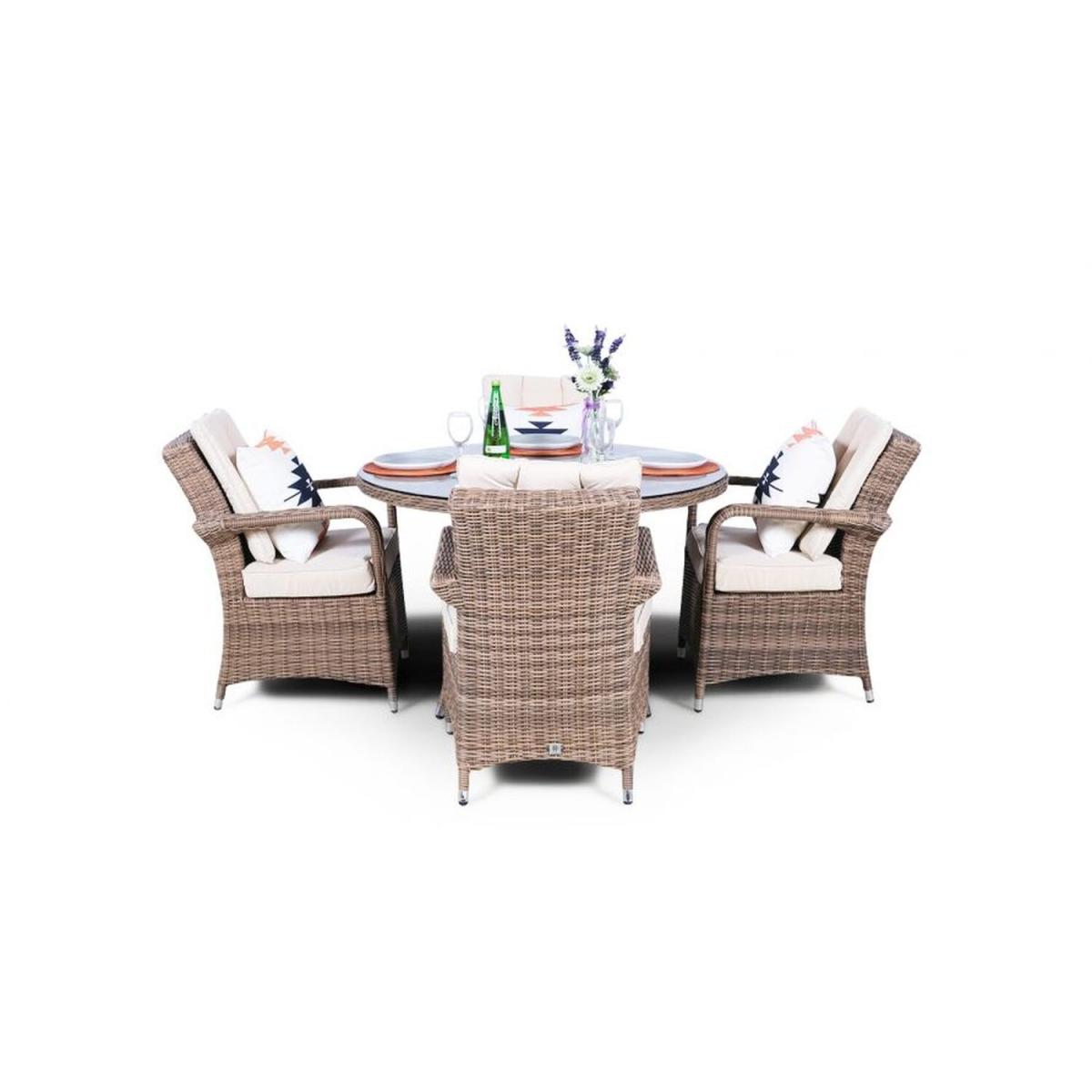 Arizona Signature Weave Round 4 Seater Rattan Patio Dining Set - Brown – image 7