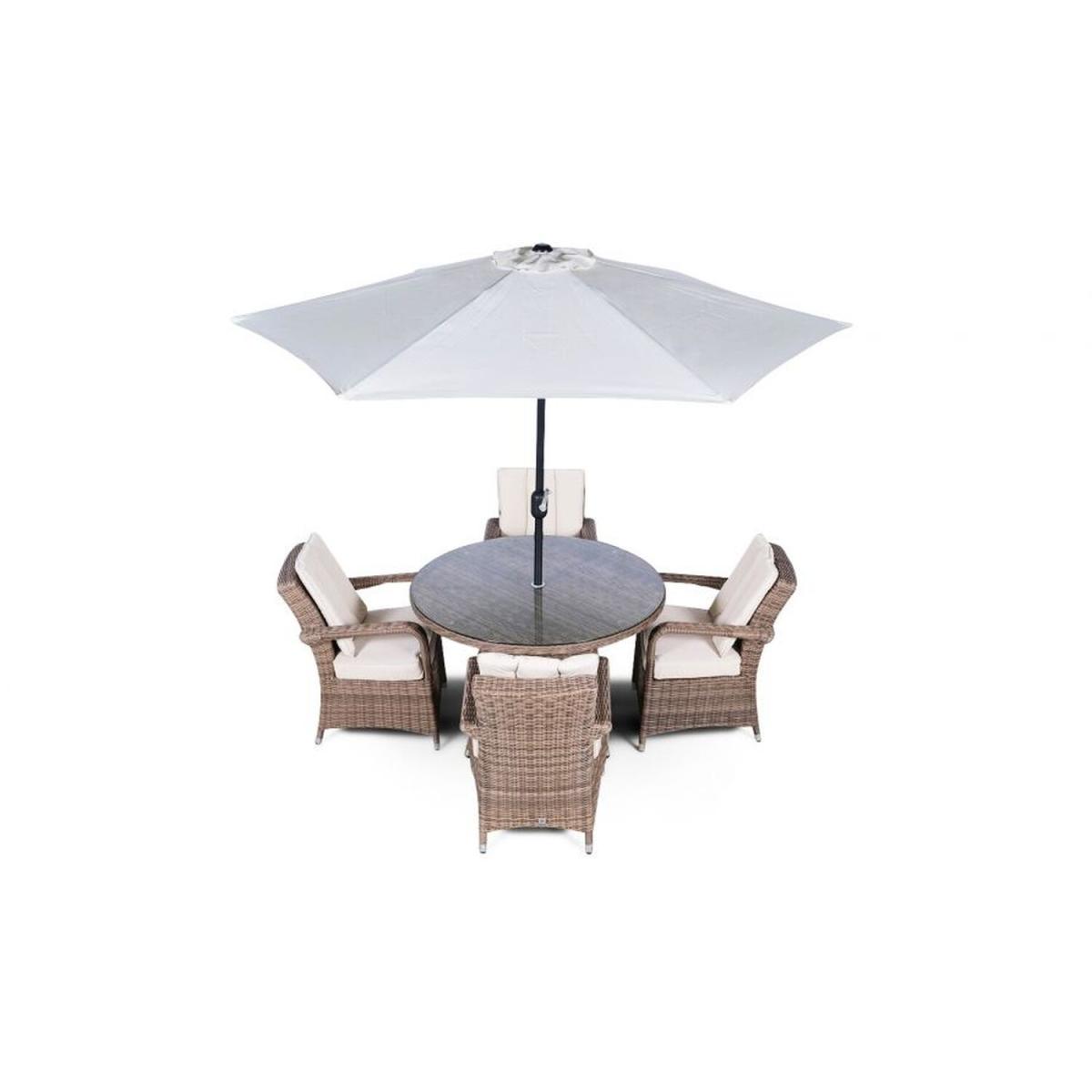 Arizona Signature Weave Round 4 Seater Rattan Patio Dining Set - Brown – image 8