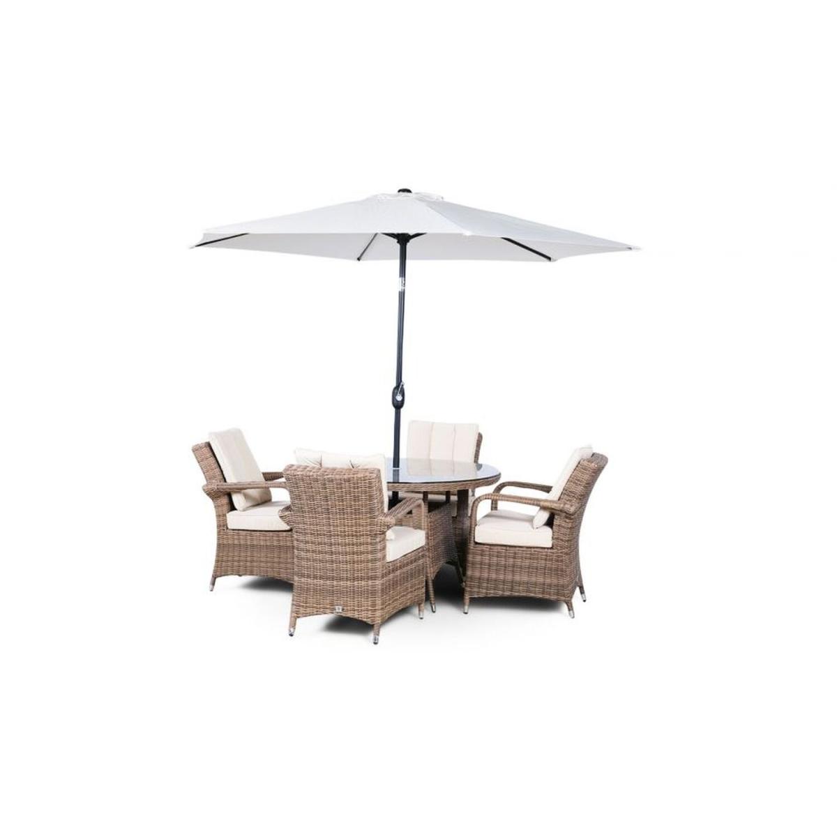 Arizona Signature Weave Round 4 Seater Rattan Patio Dining Set - Brown – image 9