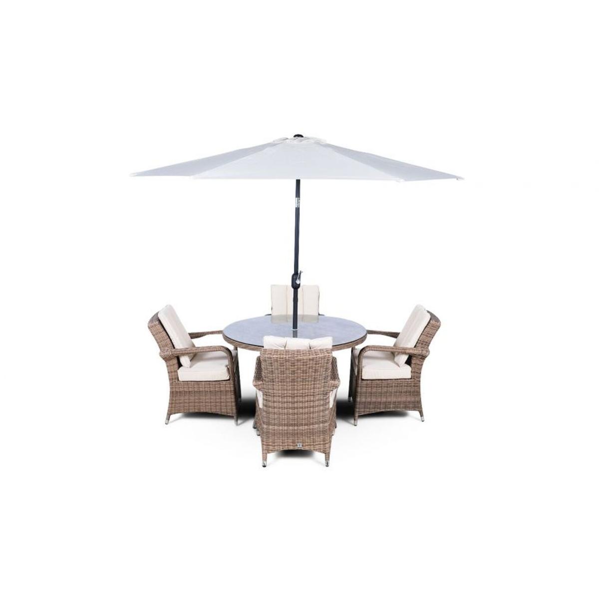 Arizona Signature Weave Round 4 Seater Rattan Patio Dining Set - Brown – image 10