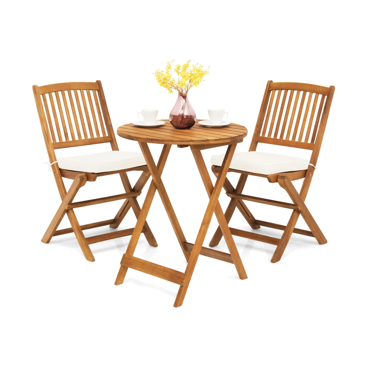 3 Piece Folding Bistro Set - White – image 1