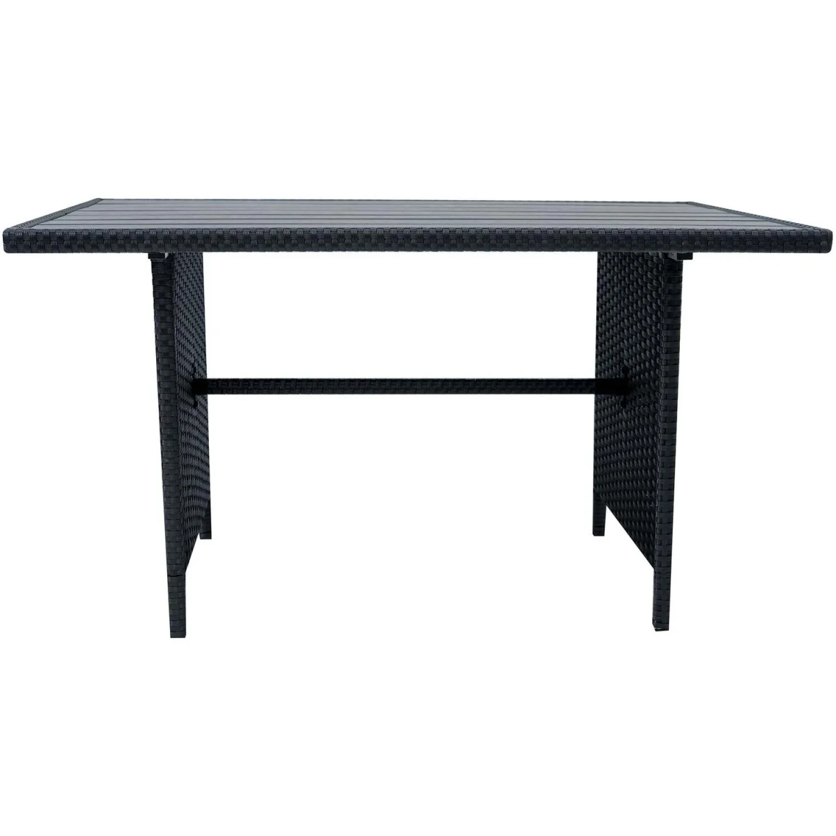 Rattan Corner Dining Set Outdoor Garden Furniture Black 9 Seater with Composite Table - Black – image 3