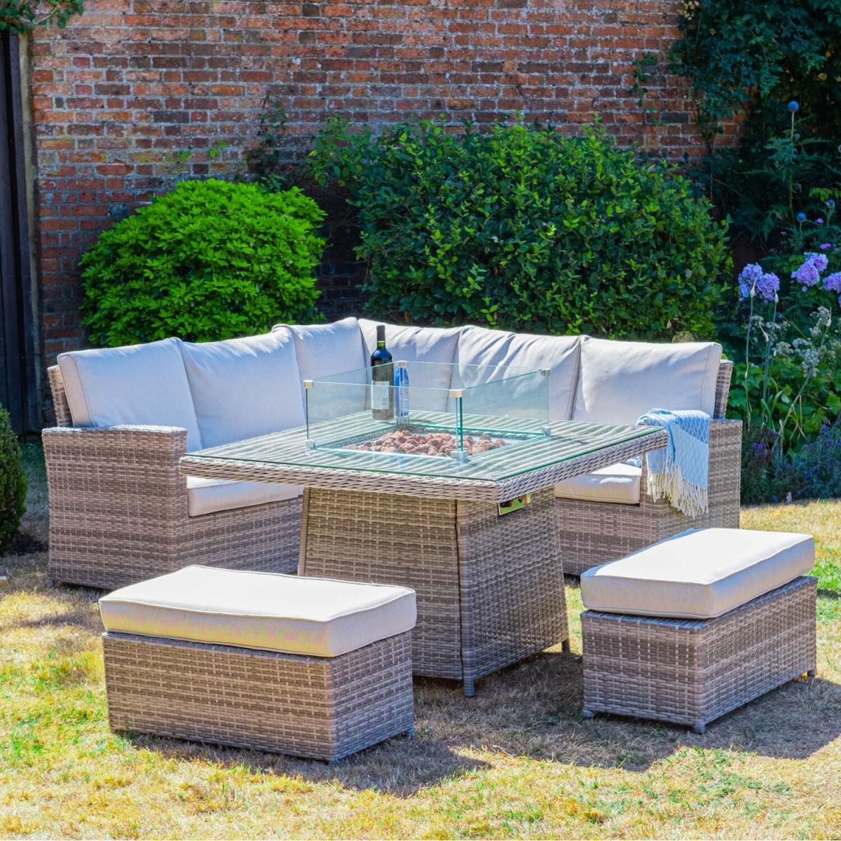 Rattan Corner Dining Set - Light Grey – image 2