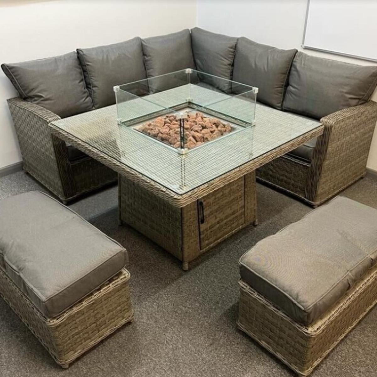 Rattan Corner Dining Set - Light Grey – image 5