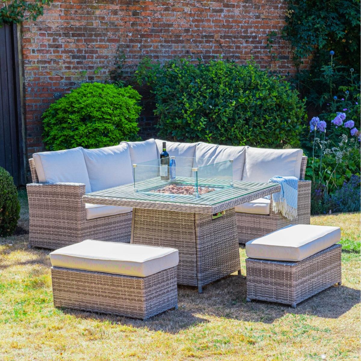 Rattan Corner Dining Set - Light Grey – image 6