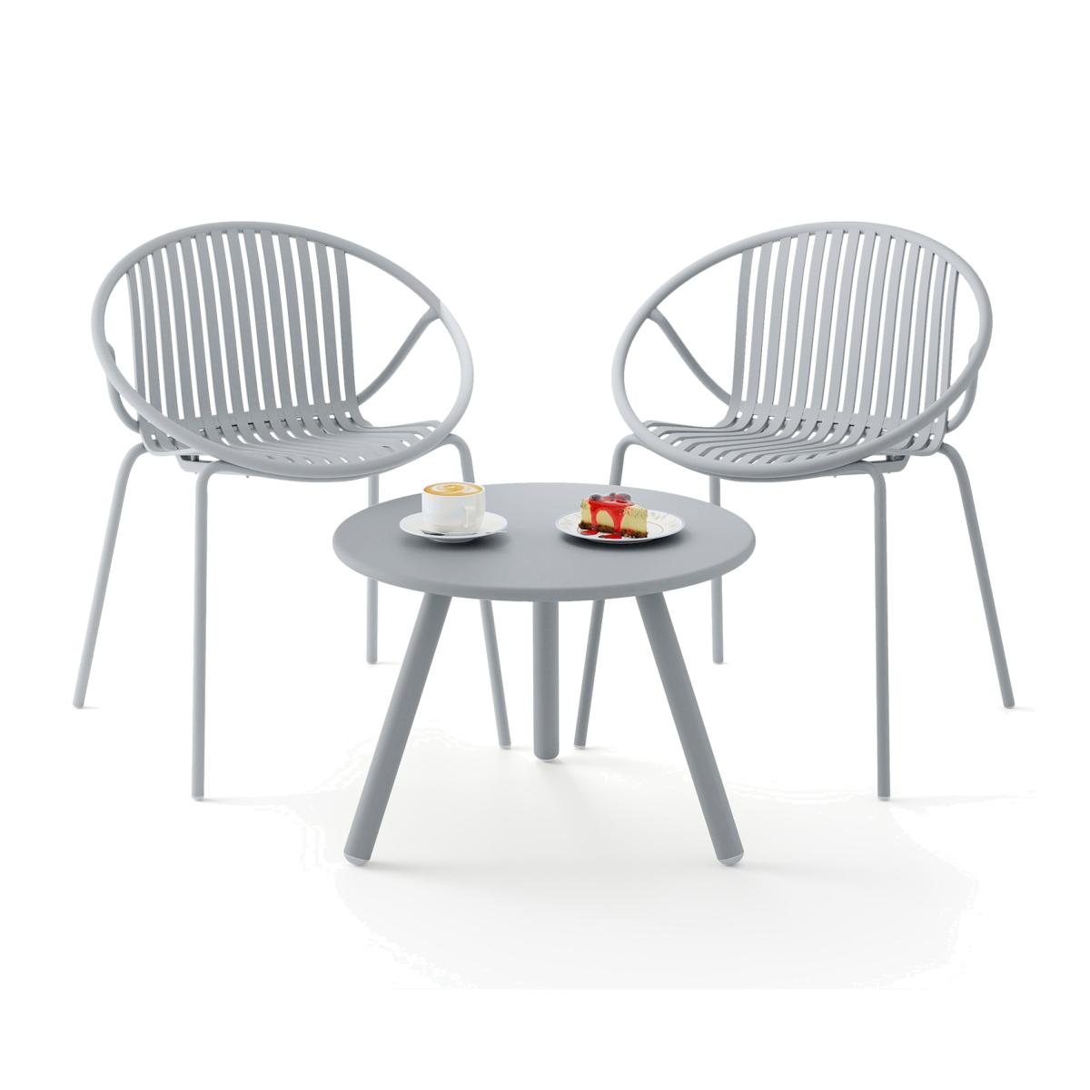 3 Pieces Bistro Set Patio Conversation Set - Grey