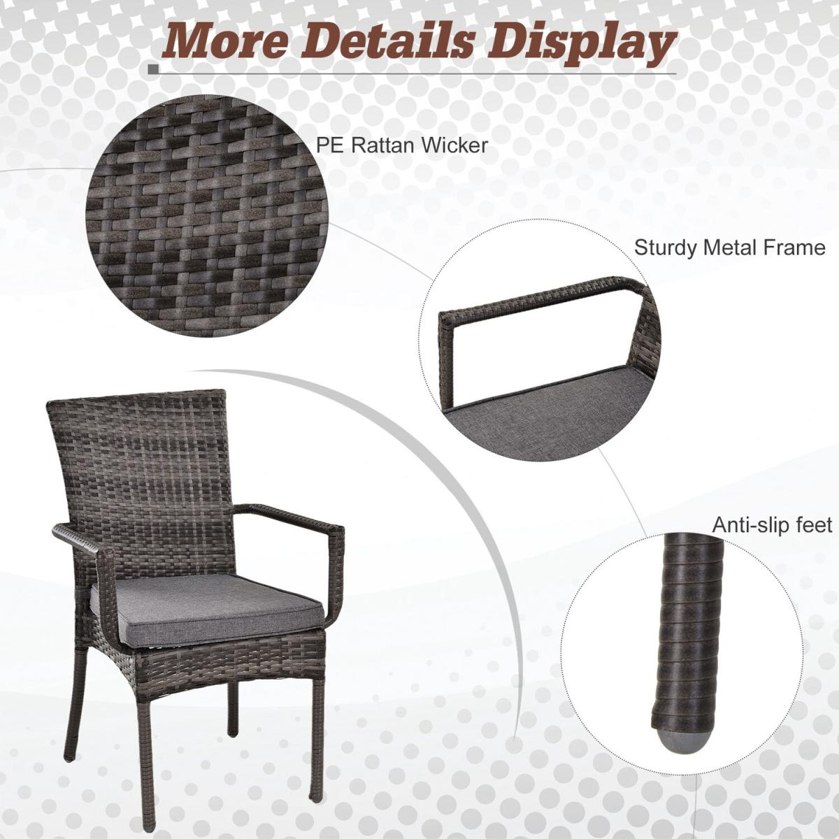 7 Piece PE Rattan Wicker Garden Dining Set - Grey – image 2