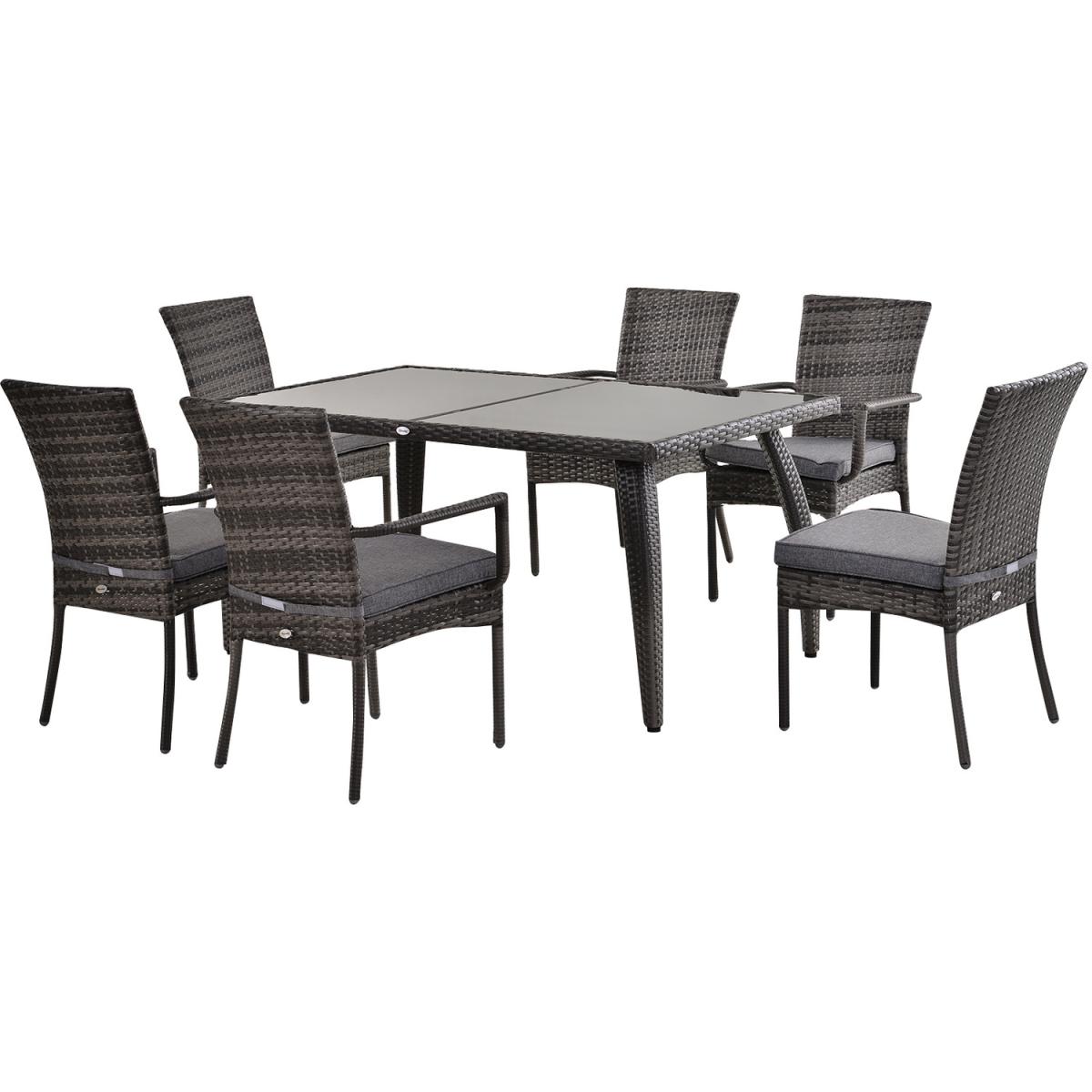 7 Piece PE Rattan Wicker Garden Dining Set - Grey – image 5