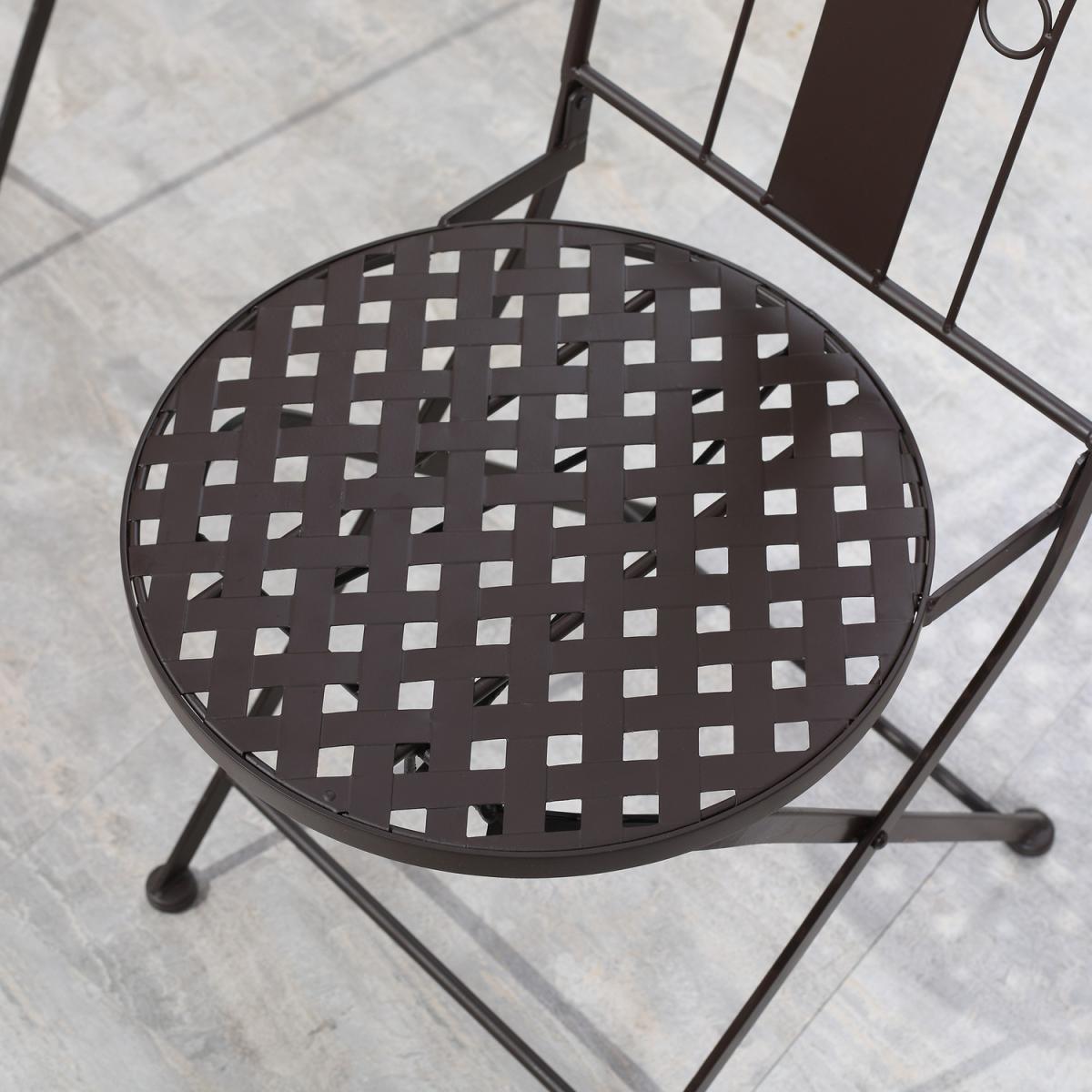 3 Pcs Patio Bistro Set Mosaic Floral Patio Set - Coffee – image 6