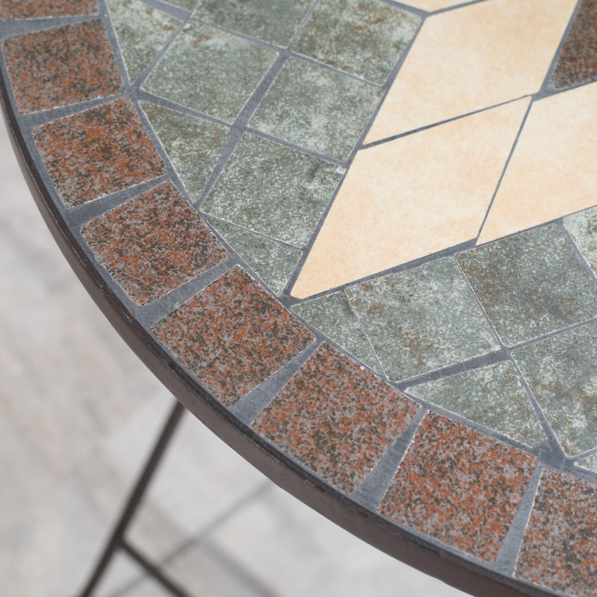 3 Pcs Patio Bistro Set Mosaic Floral Patio Set - Coffee – image 7