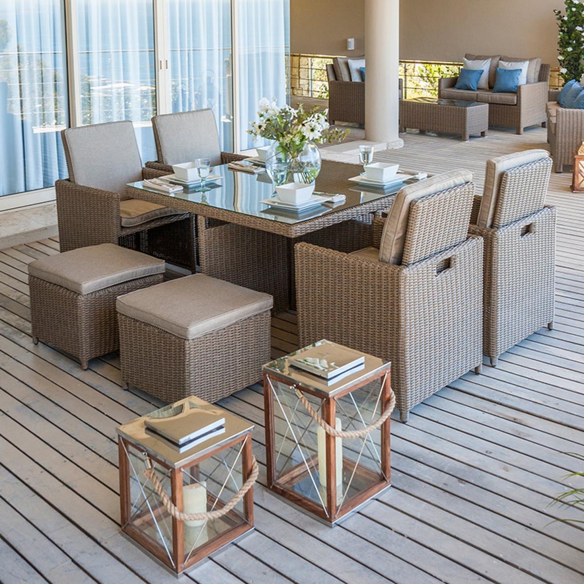 Nova - Heritage Rattan Cube Dining Set - Four Seater - White Wash – image 2
