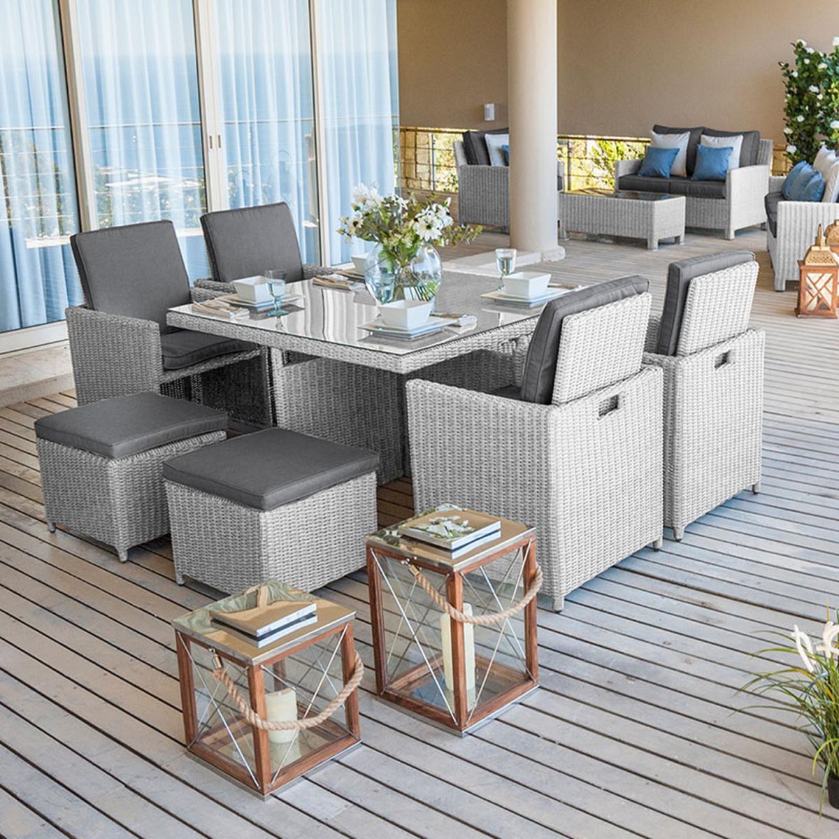 Nova - Heritage Rattan Cube Dining Set - Four Seater - White Wash – image 4