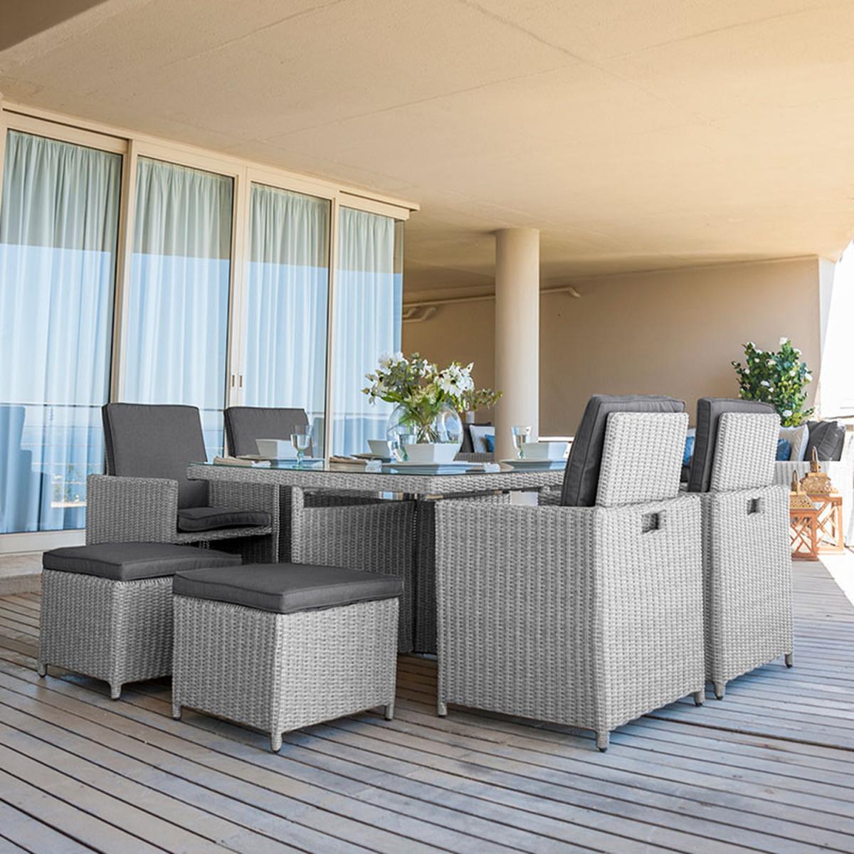 Nova - Heritage Rattan Cube Dining Set - Four Seater - White Wash – image 5