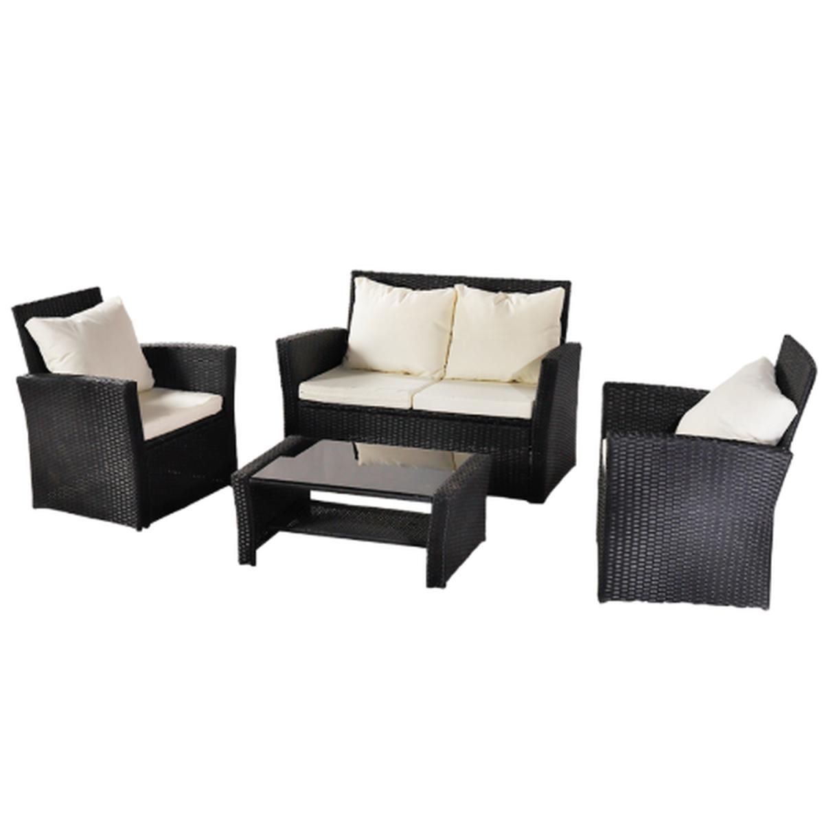 Four Piece Outdoor Rattan Sofa - Black – image 2