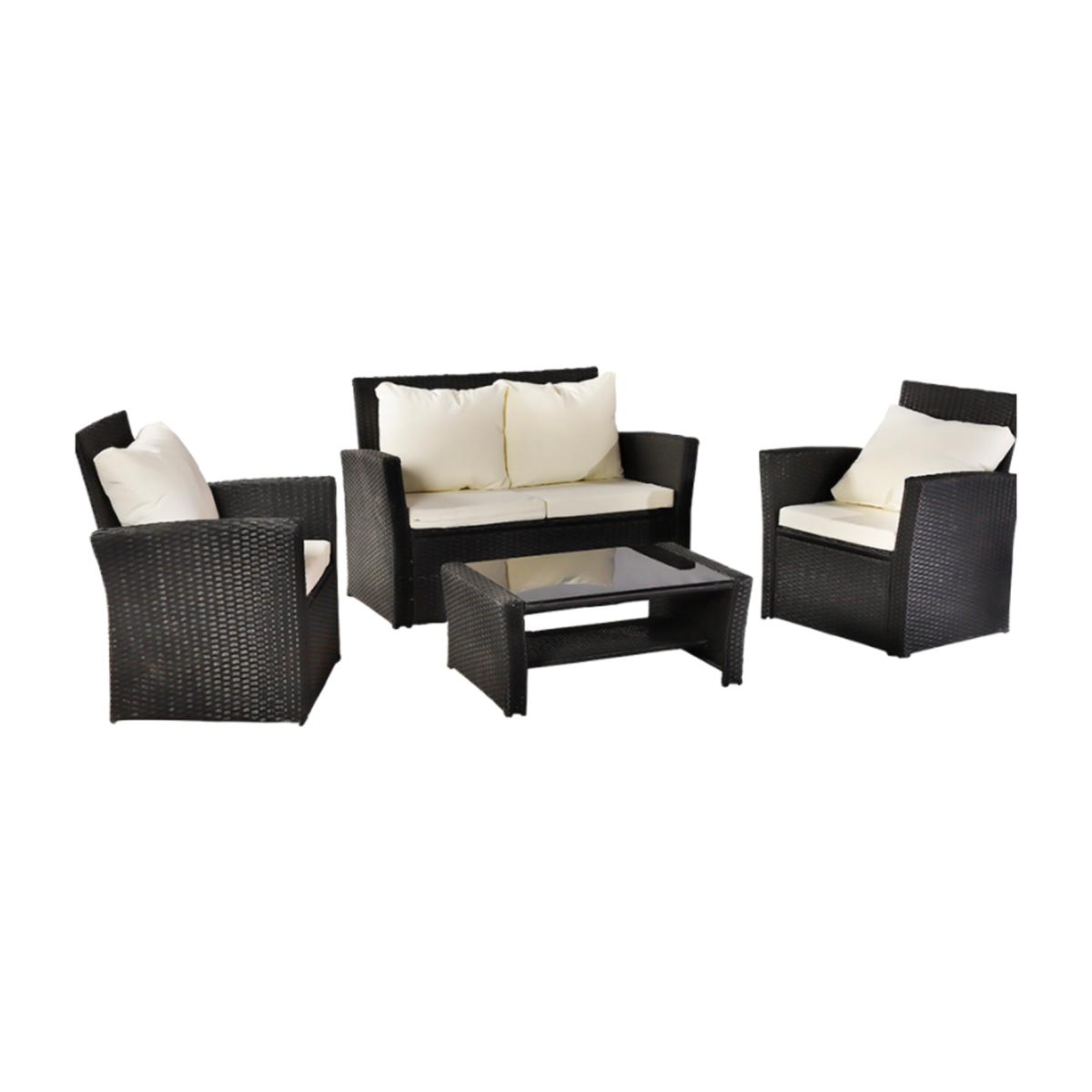 Four Piece Outdoor Rattan Sofa - Black – image 1