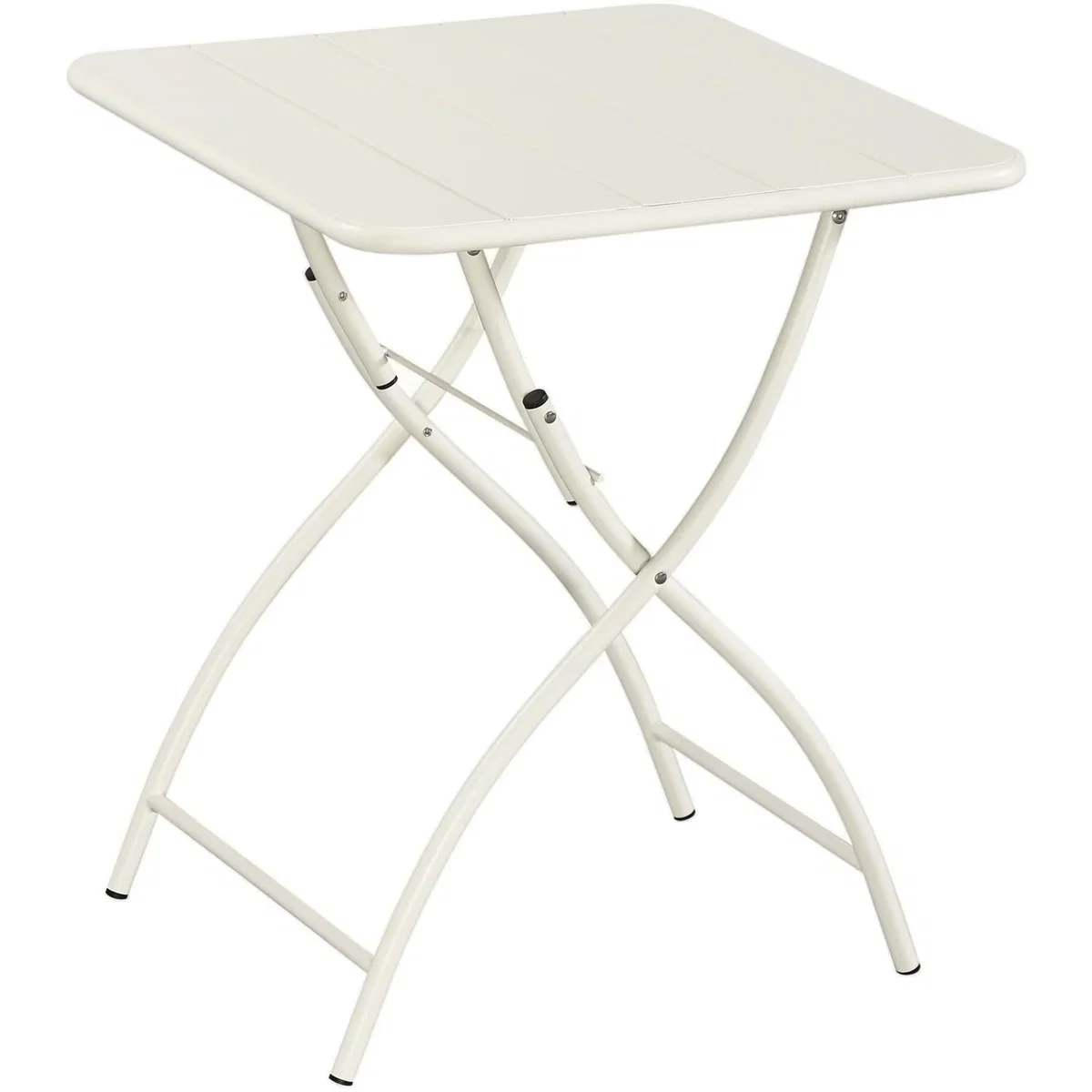 3 Piece Garden Bistro Set, Pair of Sunray Armchairs and Metal Folding Table - White – image 9