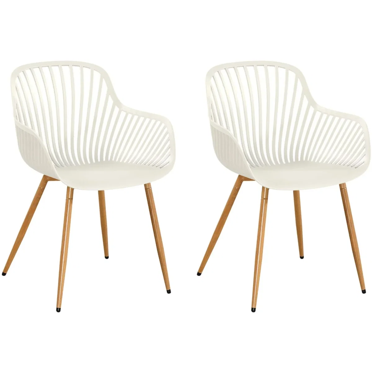 3 Piece Garden Bistro Set, Pair of Sunray Armchairs and Metal Folding Table - White – image 10
