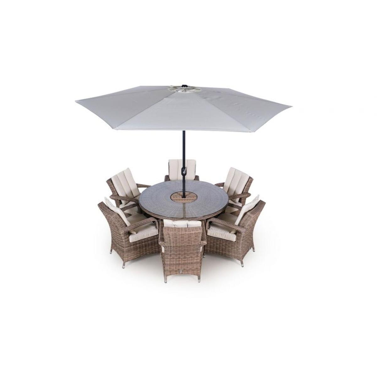 Arizona Signature Weave Round 6 Seat Rattan Dining Set with Drinks Cooler - Brown – image 11