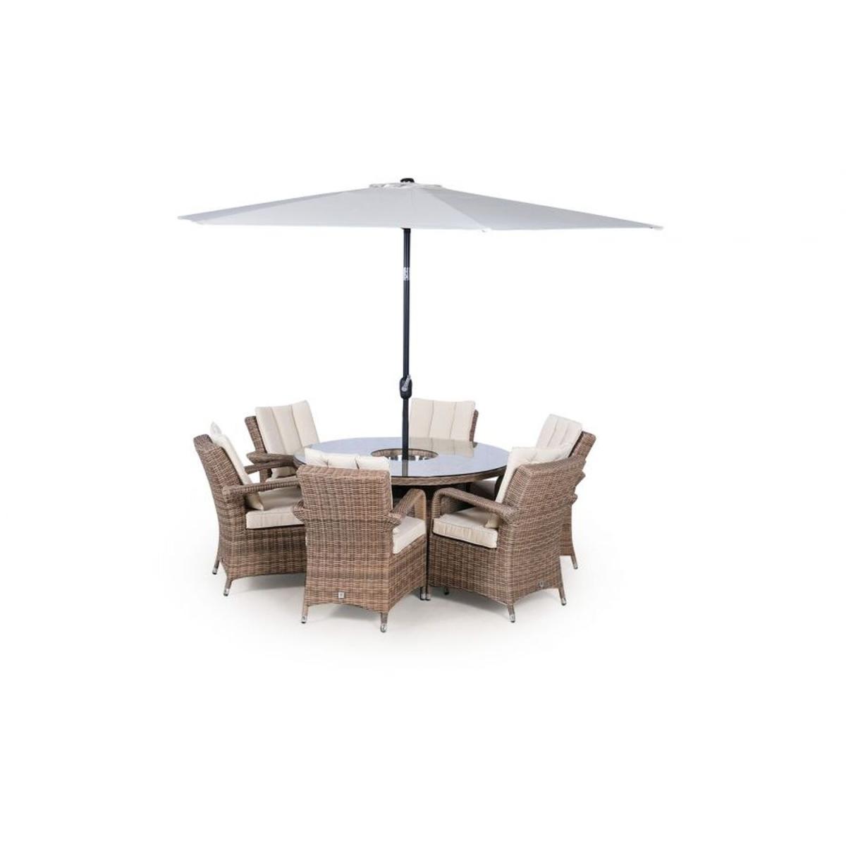 Arizona Signature Weave Round 6 Seat Rattan Dining Set with Drinks Cooler - Brown – image 12