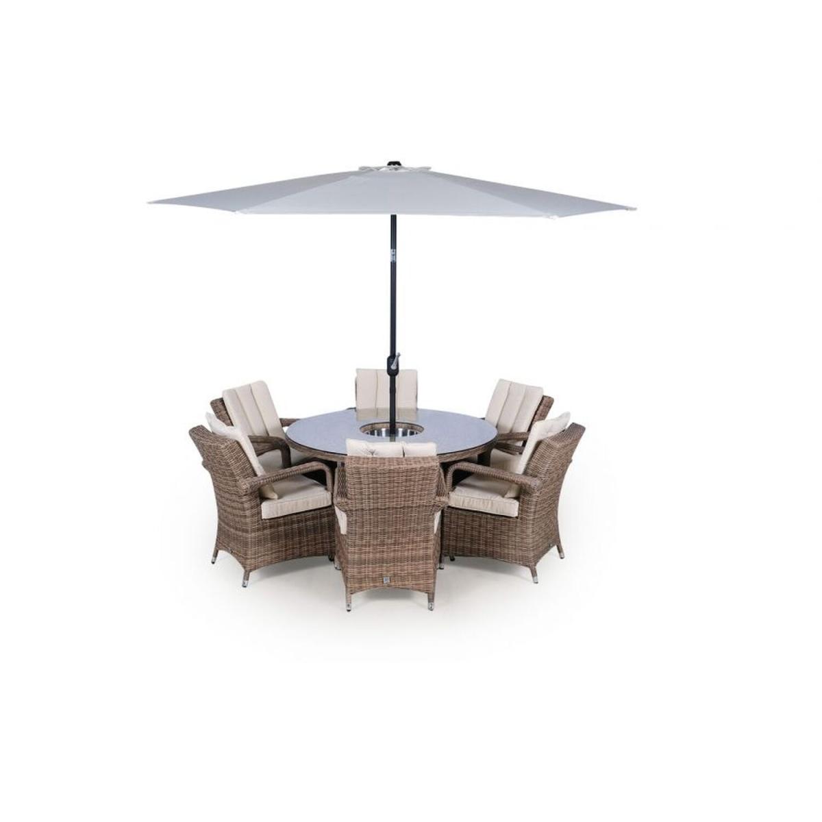 Arizona Signature Weave Round 6 Seat Rattan Dining Set with Drinks Cooler - Brown – image 13