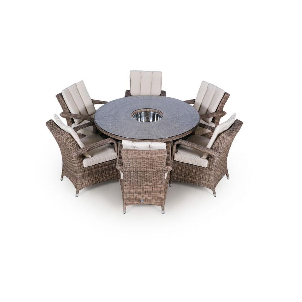 Arizona Signature Weave Round 6 Seat Rattan Dining Set with Drinks Cooler - Brown – image 14