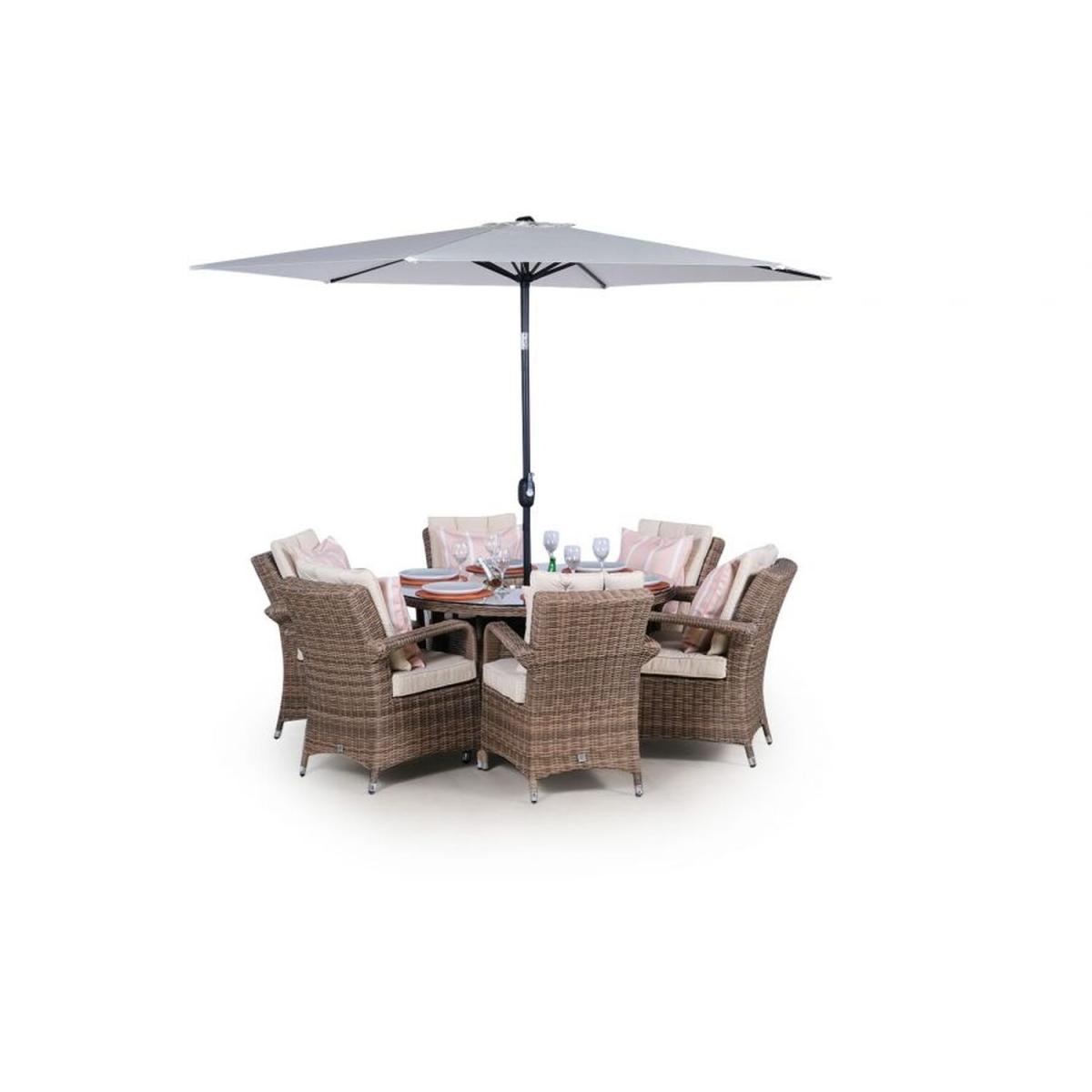 Arizona Signature Weave Round 6 Seat Rattan Dining Set with Drinks Cooler - Brown – image 15