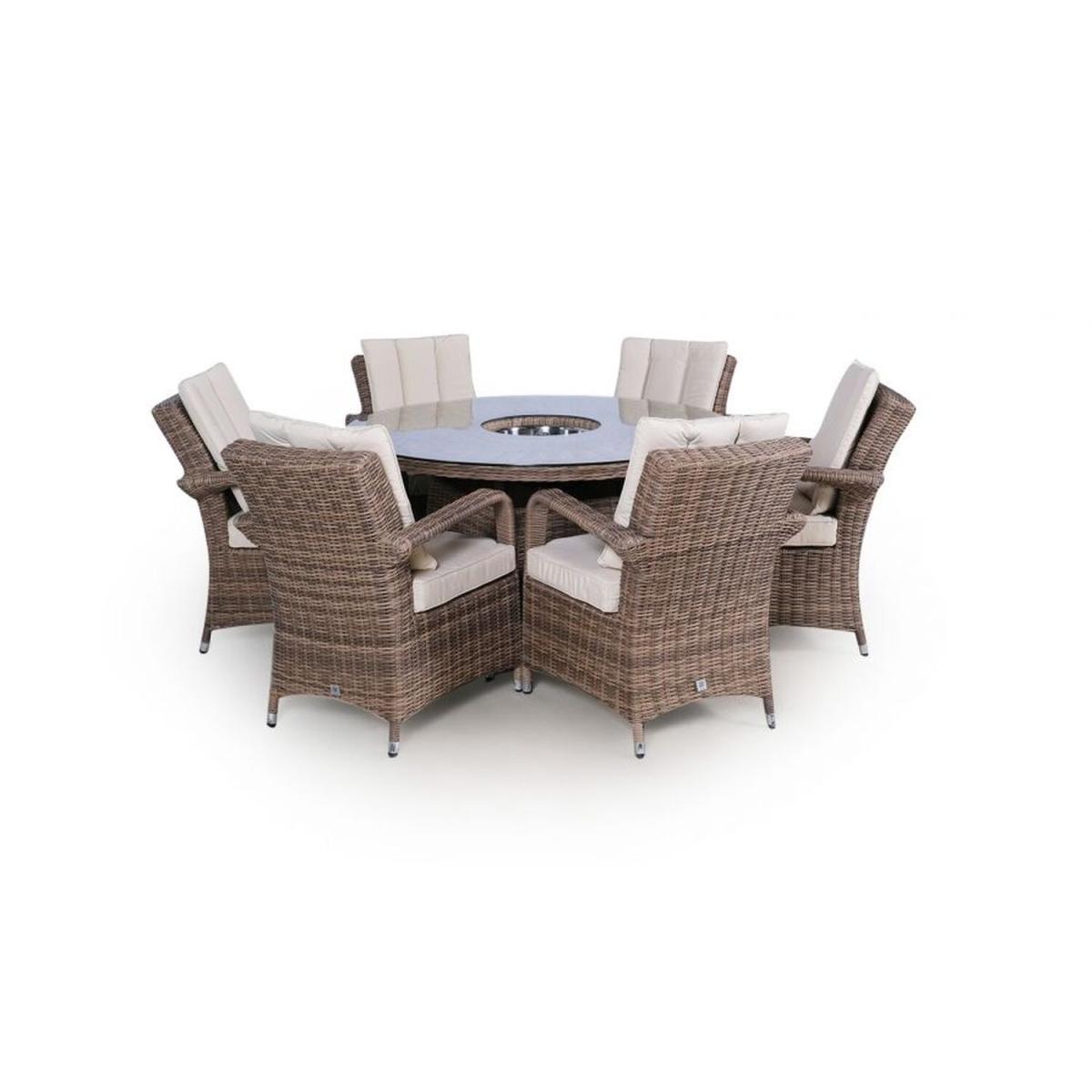 Arizona Signature Weave Round 6 Seat Rattan Dining Set with Drinks Cooler - Brown – image 16