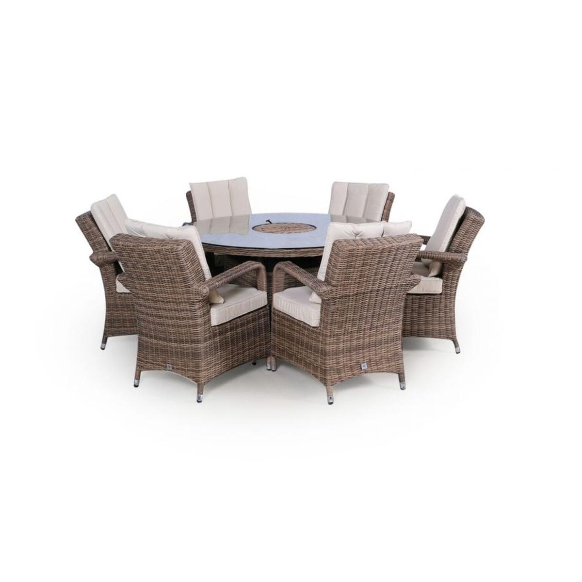 Arizona Signature Weave Round 6 Seat Rattan Dining Set with Drinks Cooler - Brown – image 3