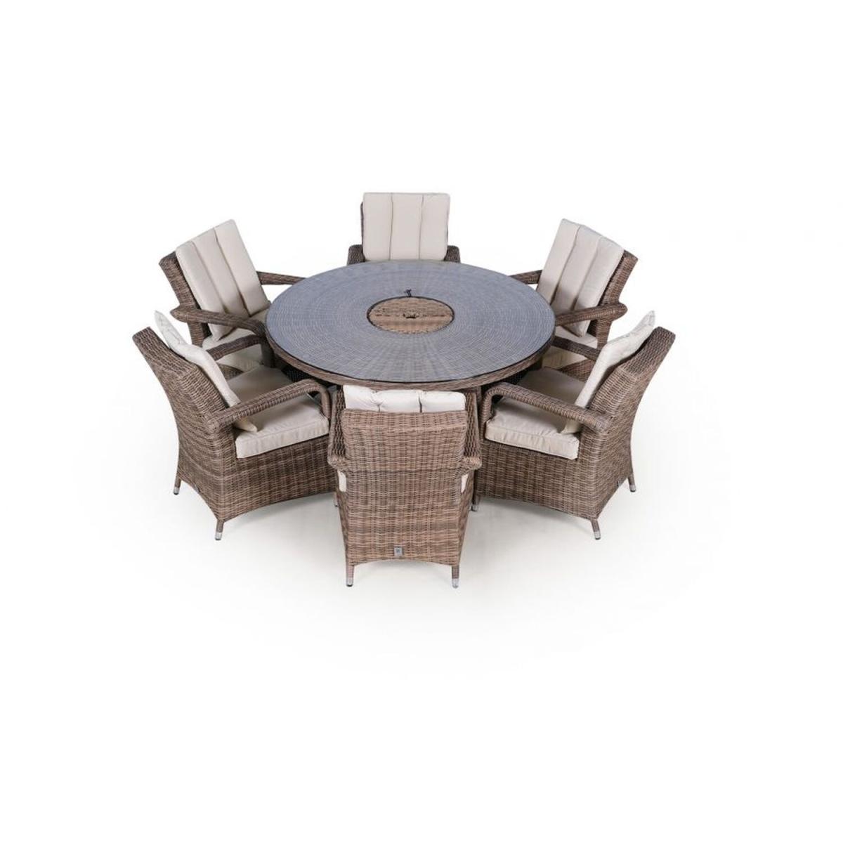 Arizona Signature Weave Round 6 Seat Rattan Dining Set with Drinks Cooler - Brown – image 5