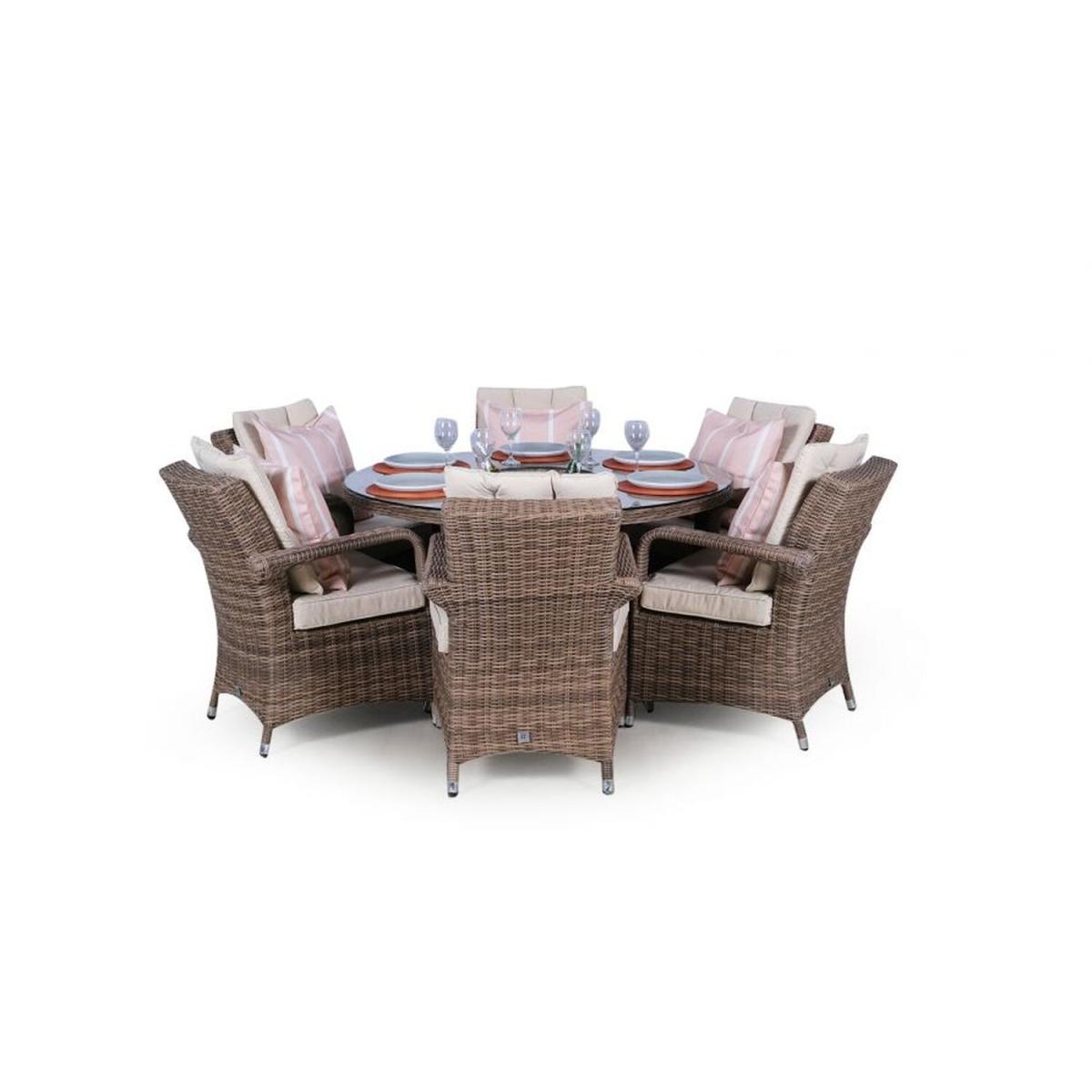 Arizona Signature Weave Round 6 Seat Rattan Dining Set with Drinks Cooler - Brown – image 9
