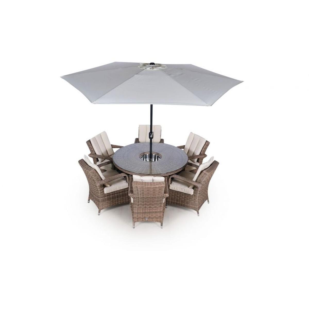 Arizona Signature Weave Round 6 Seat Rattan Dining Set with Drinks Cooler - Brown – image 10