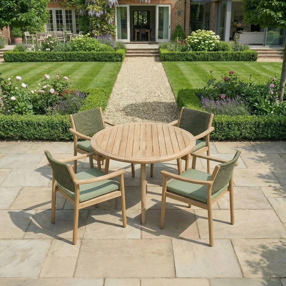 Tetbury 4 Seat Round Garden Dining Set - Brown – image 4
