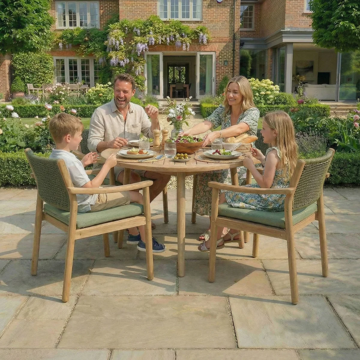 Tetbury 4 Seat Round Garden Dining Set - Brown – image 6