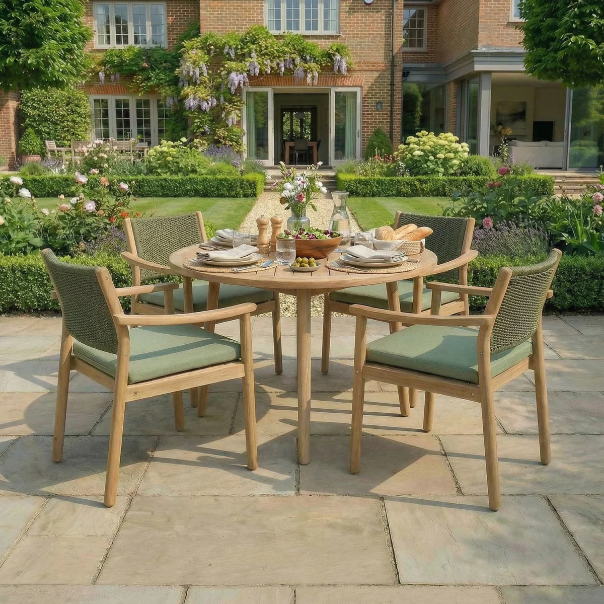 Tetbury 4 Seat Round Garden Dining Set - Brown – image 8