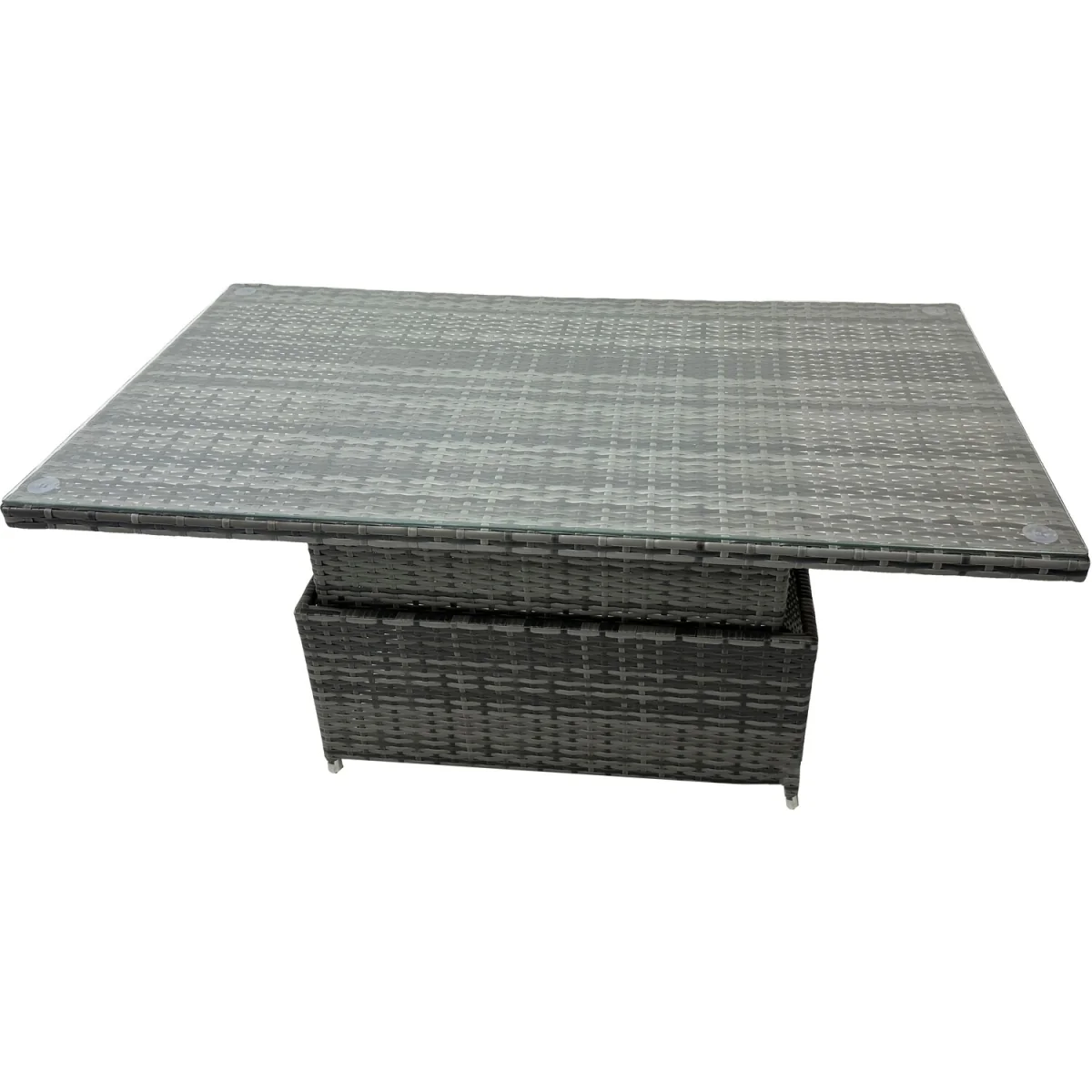 Fimous 7-Seater Rattan Garden Dining Set with Adjustable Rising Table and Side Table. - Dark Grey Mixed – image 2