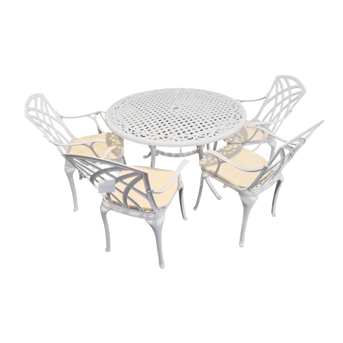 SHG Chirk 4 - 6 Seater Cast Aluminium Outdoor Dining Set - White