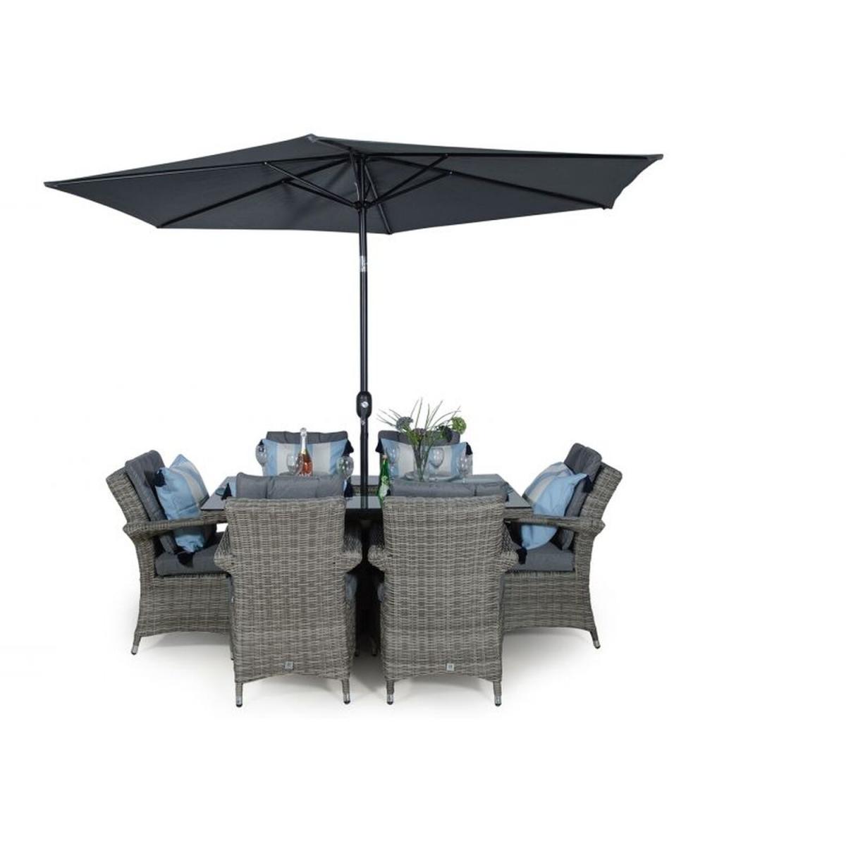 Arizona Signature Weave Rectangle 6 Seat Rattan Dining Set with Ice Bucket - Grey – image 2