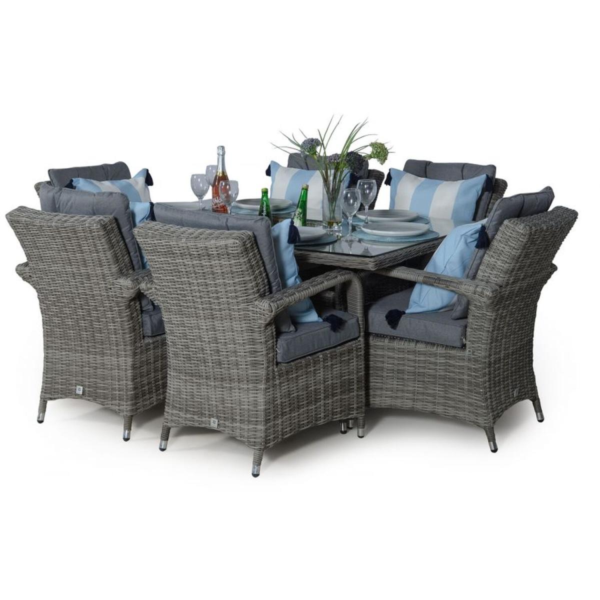 Arizona Signature Weave Rectangle 6 Seat Rattan Dining Set with Ice Bucket - Grey – image 3