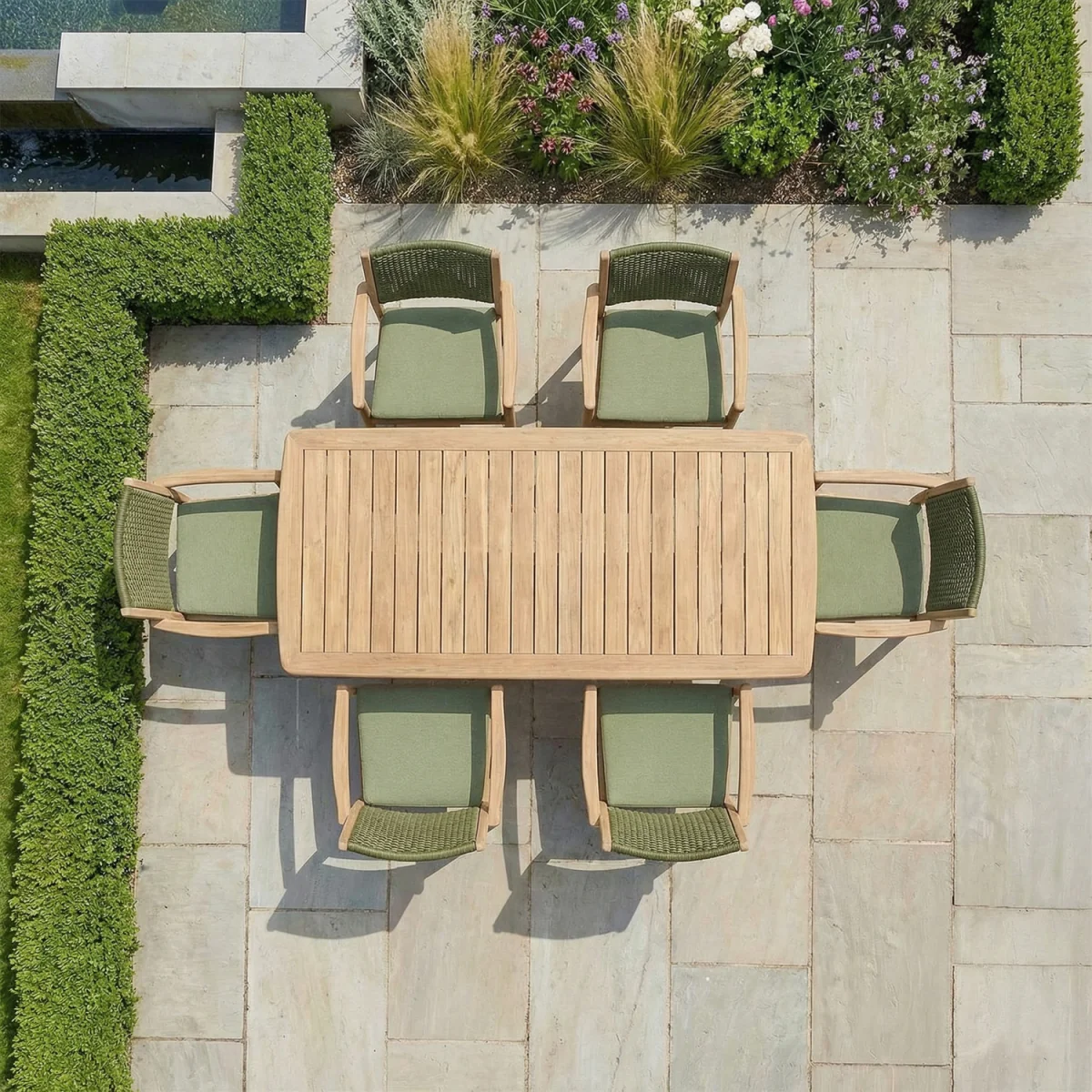 Tetbury 6 Seat Rectangular Garden Dining Set - Brown – image 4