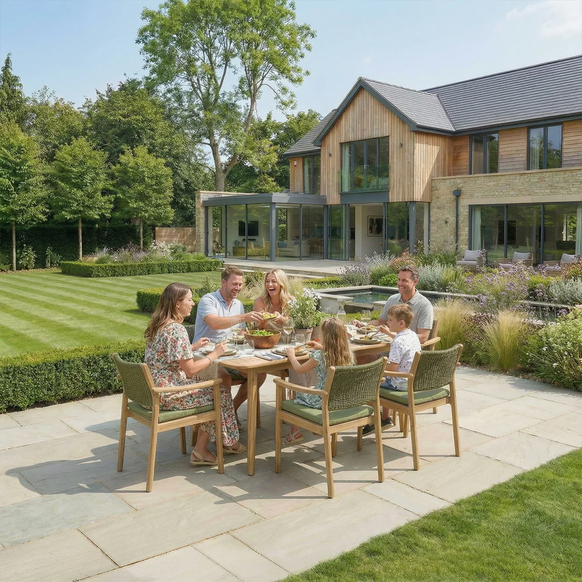 Tetbury 6 Seat Rectangular Garden Dining Set - Brown – image 5