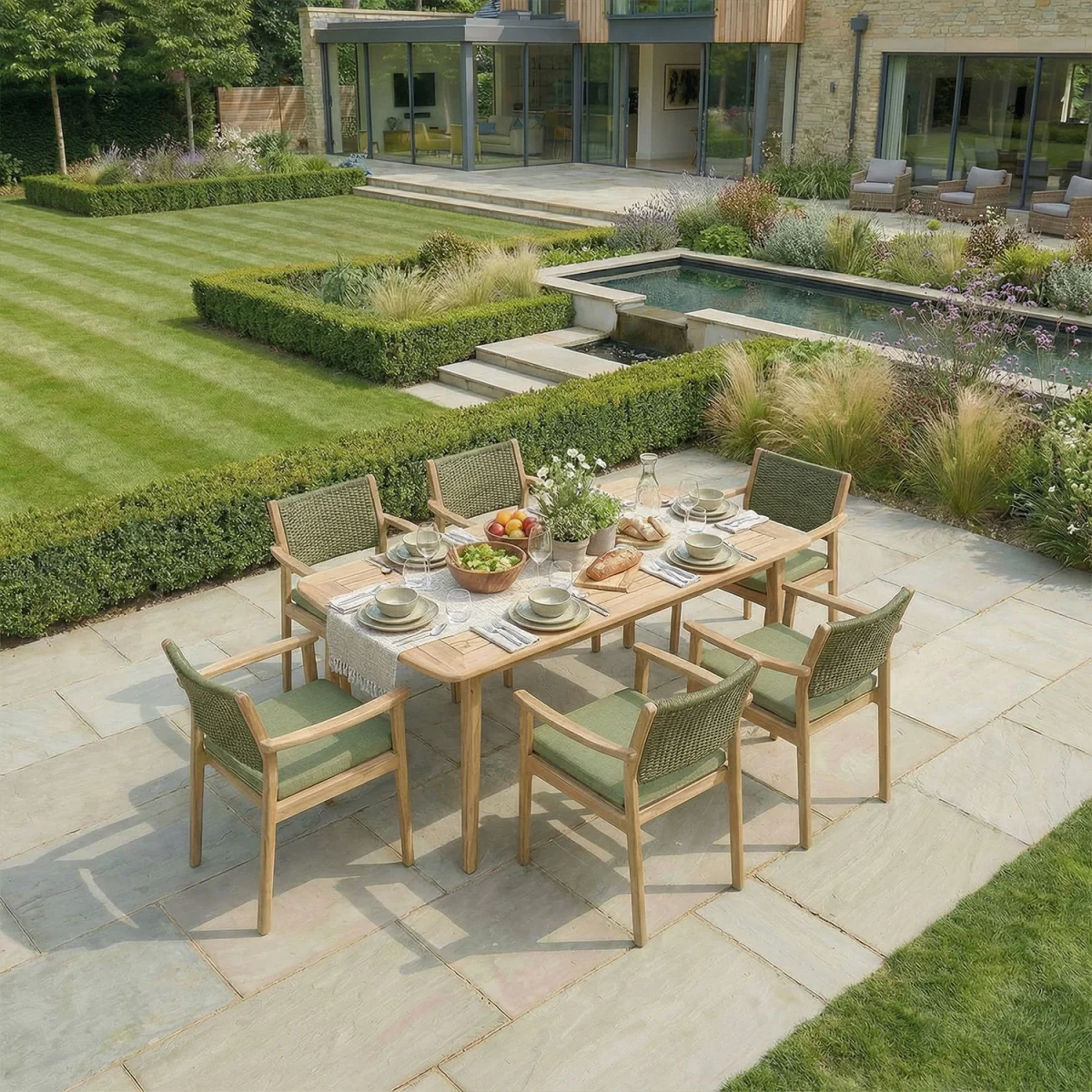 Tetbury 6 Seat Rectangular Garden Dining Set - Brown – image 8