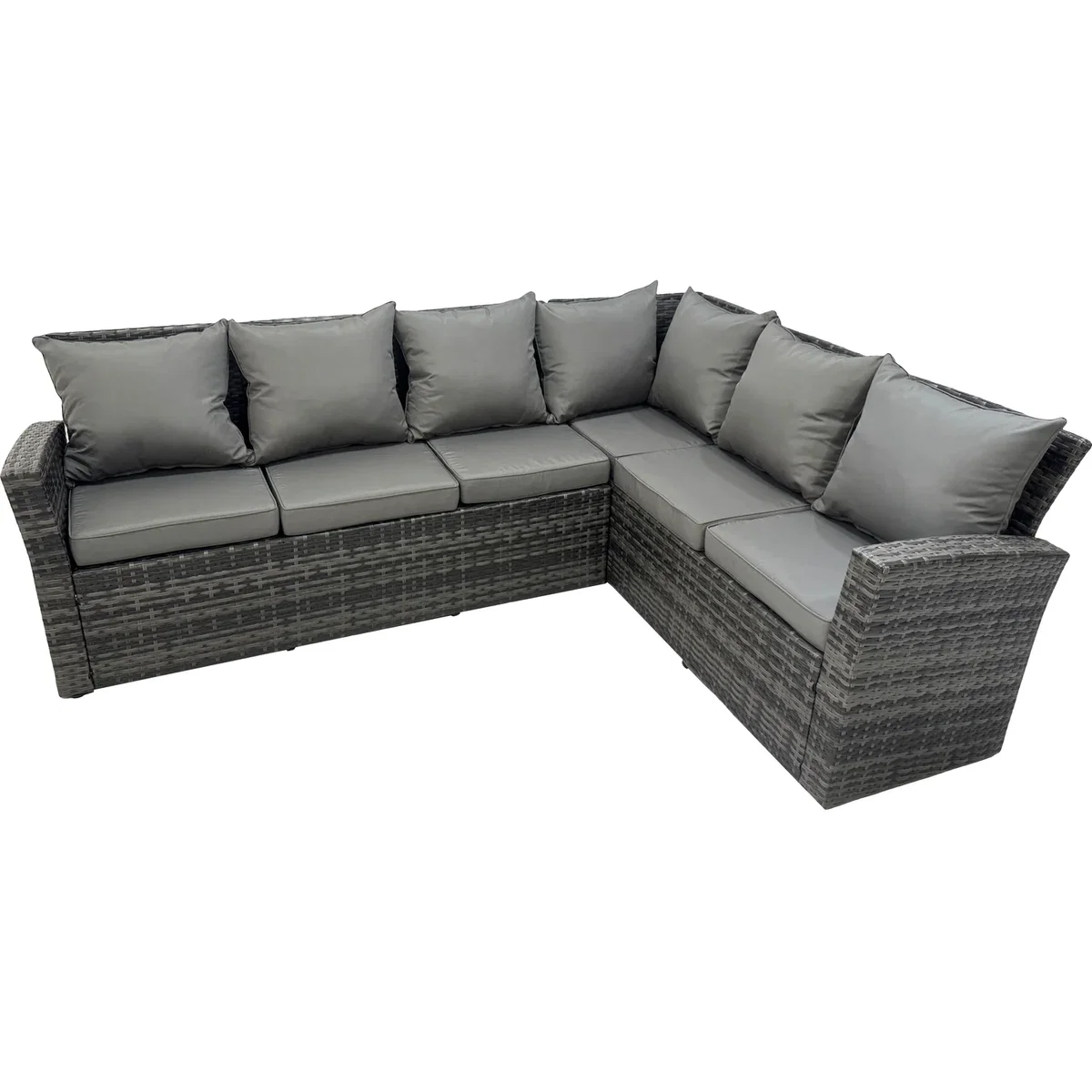 Fimous 7-Piece Outdoor Rattan Dining Set with Gas Fire Pit Table Dark Grey Mixed - Dark Grey Mixed – image 2
