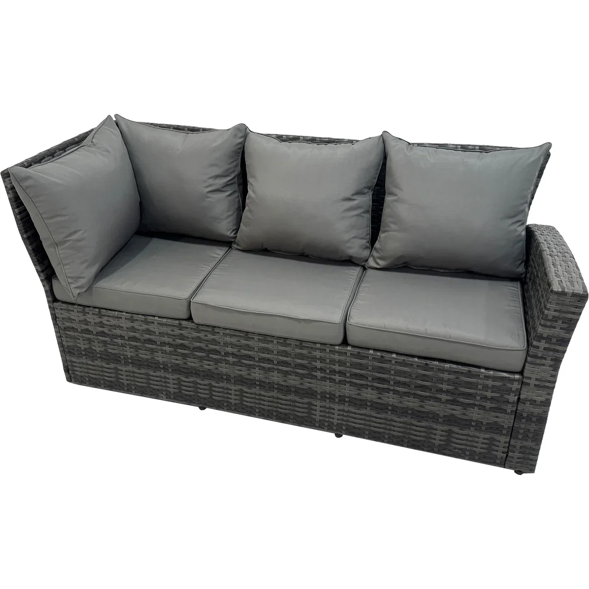 Fimous 7-Piece Outdoor Rattan Dining Set with Gas Fire Pit Table Dark Grey Mixed - Dark Grey Mixed – image 3