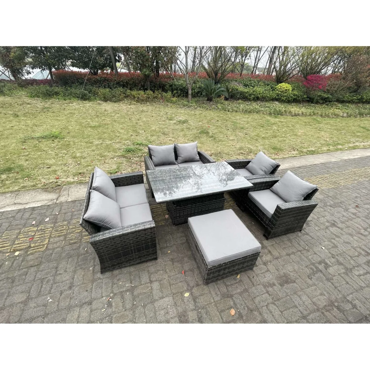 Rattan Outdoor Furniture Set 7 Seater - Dark Grey Mixed – image 3