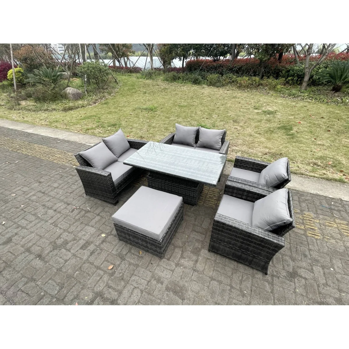 Rattan Outdoor Furniture Set 7 Seater - Dark Grey Mixed – image 4