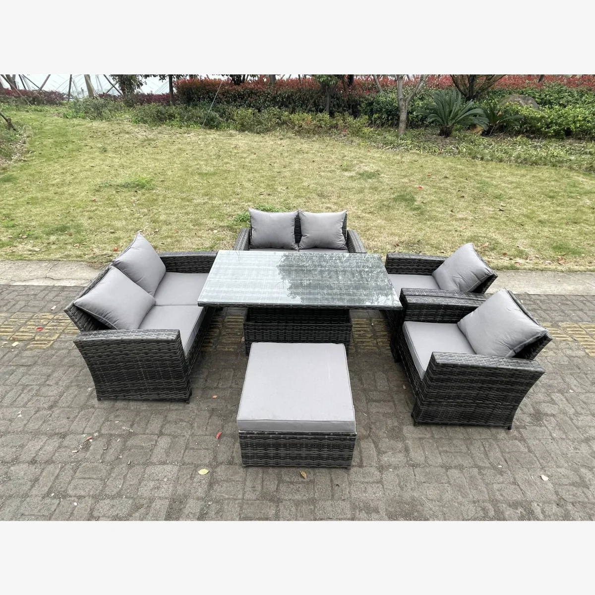 Rattan Outdoor Furniture Set 7 Seater - Dark Grey Mixed – image 1
